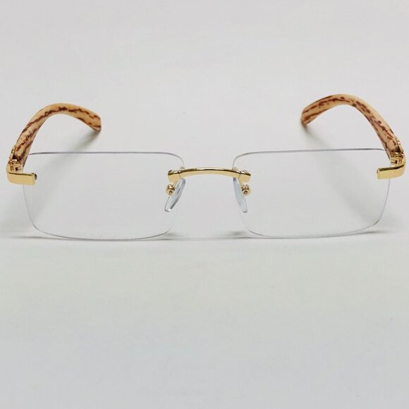 Men Hip Hop Sunglasses Square Framelass Gold Clear Lens Classy Aviator Vintage - Picture 4 of 4